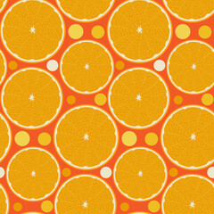 Pattern with oranges. Nourishing and healthy citrus. Vector illustration.