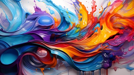 Dynamic swirls of bright and clear colors create an abstract masterpiece on a solid canvas, immortalized by the lens of an HD camera.