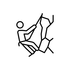 Mountain climbing outline icons, minimalist vector illustration ,simple transparent graphic element .Isolated on white background