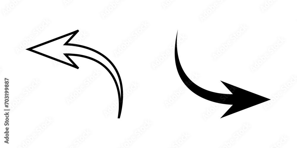 Poster curved arrow icon vector. arrow pointer icon sign symbol vector. arrow left right vector icon illust