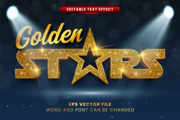 Foto op Canvas Golden star glittery 3d vector text effect. Luxury golden text style © yustika