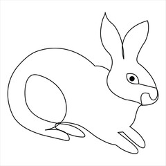 Continuous single line art drawing rabbit pet animal jumping sketch hand drawn outline vector illustration 