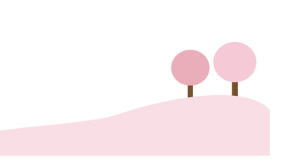 桜の木のある春のシンプルなイラスト