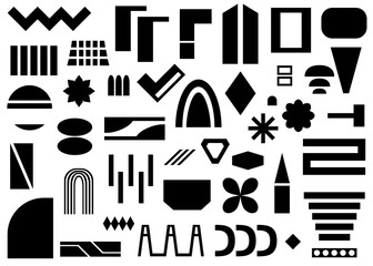 Brutalist abstract geometric shapes. Brutal contemporary figure. Swiss design aesthetic. Bauhaus memphis design.