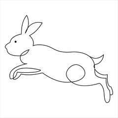 Continuous one line art drawing rabbit pet animal free hand sketch outline vector minimalist 