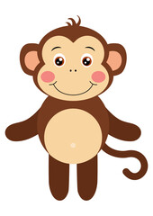 Naklejka premium Friendly monkey standing isolated on white