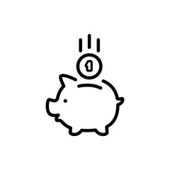 piggy bank icon with coin symbol, made in line style.