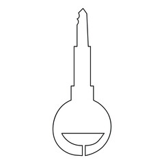 Single line art drawing continuous outline vector hand drawn icon key isolated
