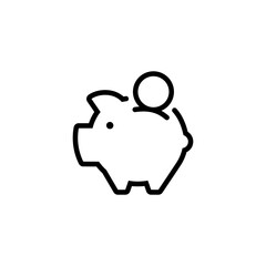 piggy bank icon with coin symbol, made in line style.