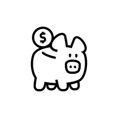 piggy bank icon with coin dollar symbol, made in linear style.