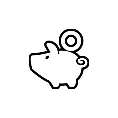 piggy bank icon with coin symbol, made in line style.