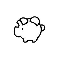 piggy bank icon with coin symbol, made in line style.