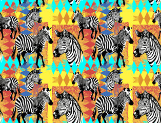Seamless pattern of zebra. Suitable for fabric, mural, wrapping paper and the like. 