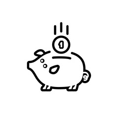 piggy bank icon with coin symbol, made in line style.