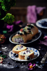 sponge roll with blueberries and cream..style vintage