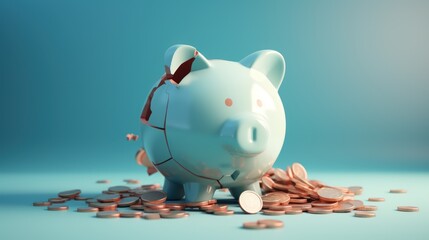 saving concept,broken piggy bank with coin
