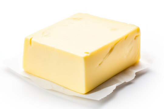 block of butter on white background
