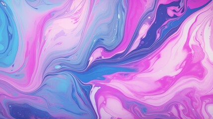 Abstract painting background over water with scrambled colors of blue and pink colors
