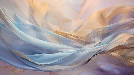 Ethereal wisps of lavender and sky blue weaving a delicate dance on a canvas of pale gold.