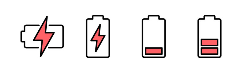 Battery icon set illustration. battery charging sign and symbol. battery charge level