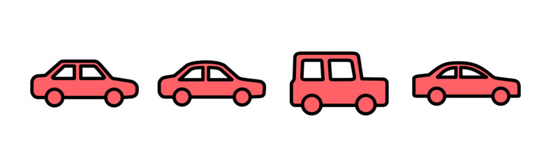 Fototapeta premium Car icon set illustration. car sign and symbol. small sedan