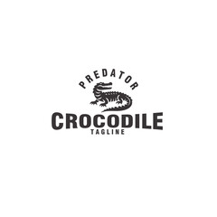 silhouette crocodile predator alligator vintage monochrome logo design vector illustration