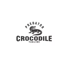Fototapeten silhouette crocodile predator alligator vintage monochrome logo design vector illustration © Muhammad