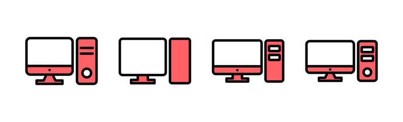 Computer icon set illustration. computer monitor sign and symbol