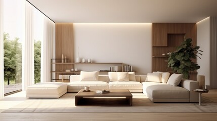 Fototapeta na wymiar Large luxury modern bright interiors Living room mockup illustration 3D rendering computer digitally generated image