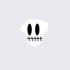 funny skull, concept personage skull, comic sticker illustration halloween