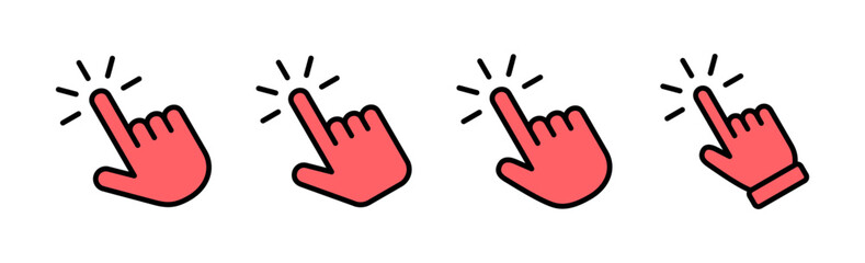 Hand click icon set illustration. pointer sign and symbol. hand cursor icon