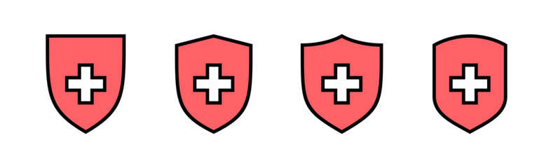 Fototapeta premium Health insurance icon set illustration. Insurance document sign and symbol