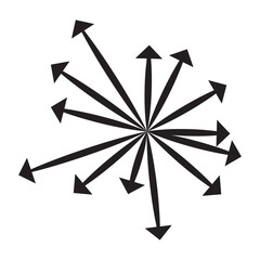 Multi-directional arrows. black arrow on white background multi-directional movement Used in designing and decorating presentations, graphics, banners, digital Design.