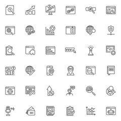 SEO and Web line icons set