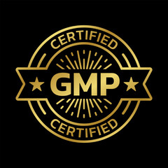 GMP certified icon or logo. Good manufacturing practice stamp or badge. Vector illustration.