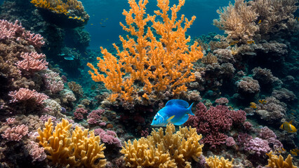 Naklejka na ściany i meble Photo a beautiful photography of a majestic coral reef in the ocean