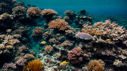 Naklejka na ściany i meble panorama underwater coral reef on the red sea