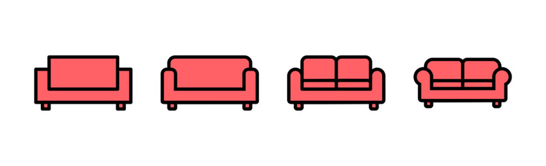 Sofa icon set illustration. sofa sign and symbol. furniture icon