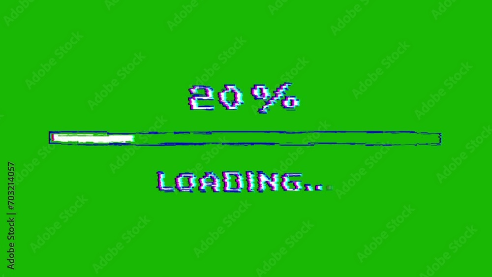 Wall mural digital loading bar glitch effect downloading progress animation loading transfer download 0 to 100%