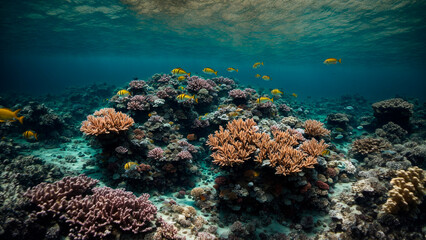 Naklejka na ściany i meble Underwater view of the coral reef, tropical waters, marine life