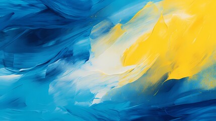 A burst of sunshine yellow contrasts with a deep azure, forming a radiant and visually captivating solid color abstract background