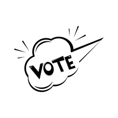 Lettering vintage Vote logo template illustration. Cartoon exclusive font label tag expression