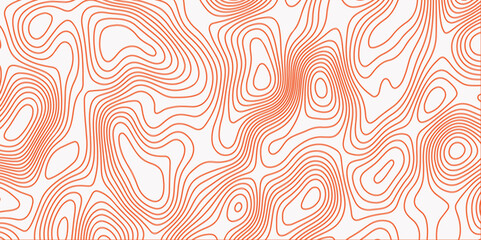 orange embossed topography pattern. Vector illustration. Line topography map contour background. Multicolor wave curve lines banner background geography scheme and the terra.