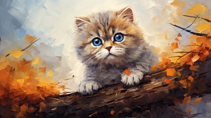 oil painting art baby cat cute