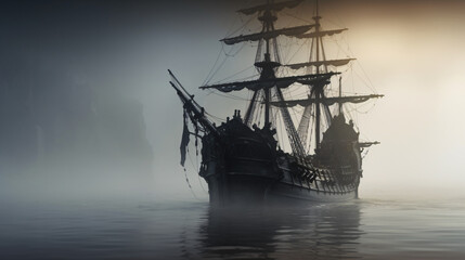 Ghostly pirate ship