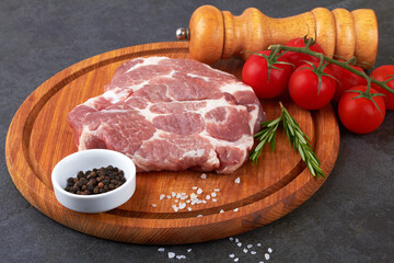 Meat on black surface