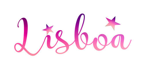 Lisboa- city name written, vector graphics, pink color