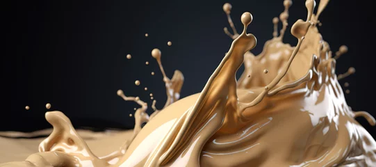 Fototapeten splash of thick chocolate vanilla milk, liquid, sweet, wave 3 © Nindya