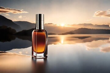 modern minimalist perfume flacon design , cosmetics branding and advertising presentation
