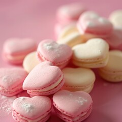 Obraz na płótnie Canvas Valentine's Day treats, sweet dessert for birthdays, weddings, flat lay views, soft pastel color